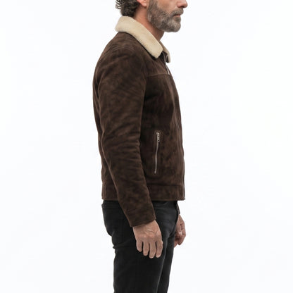 Men's Brown Suede Leather Rick Grimes Cosplay Jacket