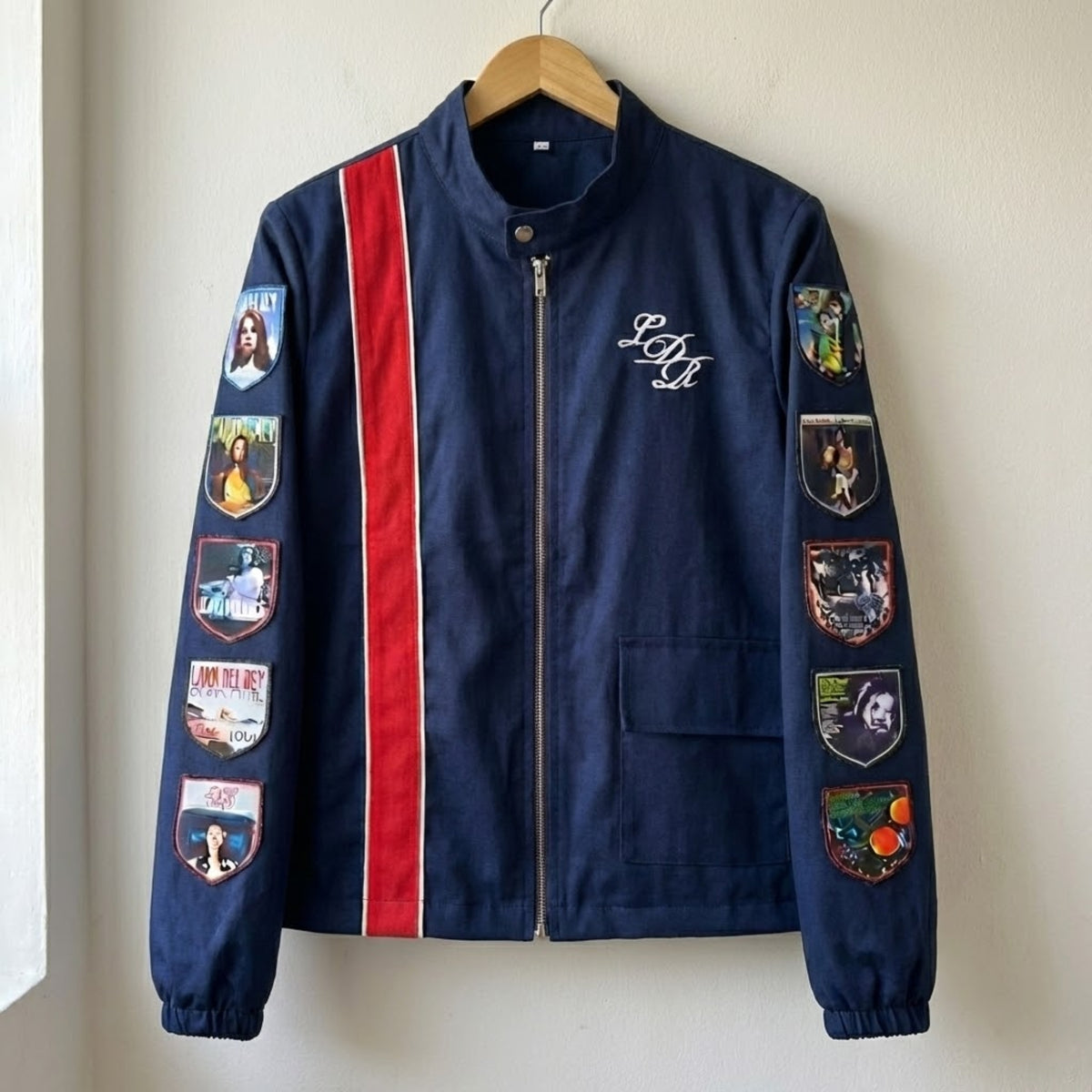 Lana Del Rey Blue Cotton Patchwork Lightweight Jacket