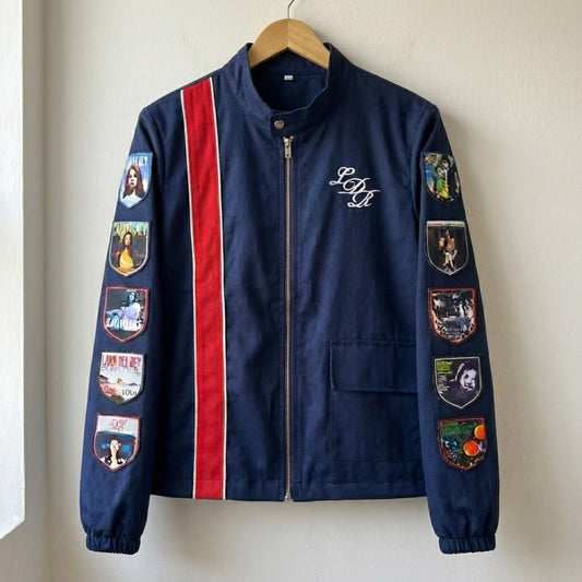 Lana Del Rey Blue Cotton Patchwork Lightweight Jacket