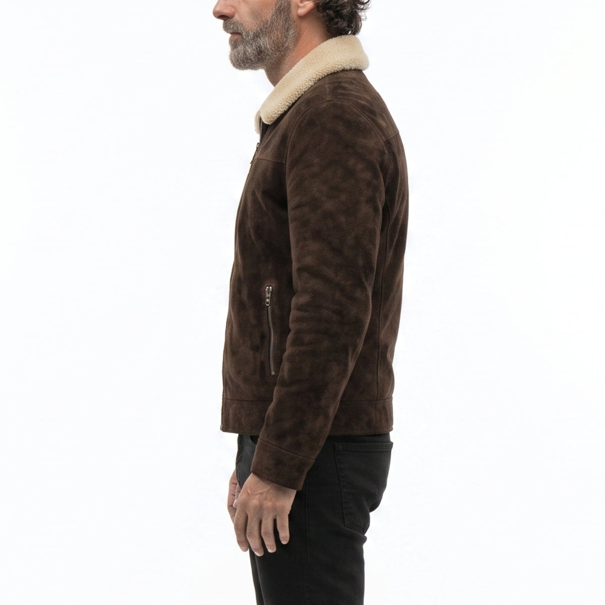Men's Brown Suede Leather Rick Grimes Cosplay Jacket