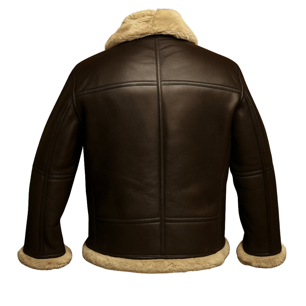 Men's Brown Leather Aviator Faux Shearling B3 Bomber Jacket