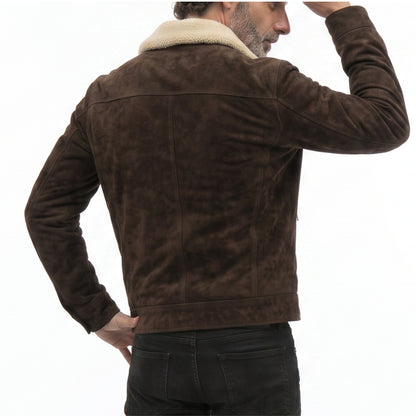 Men's Brown Suede Leather Rick Grimes Cosplay Jacket