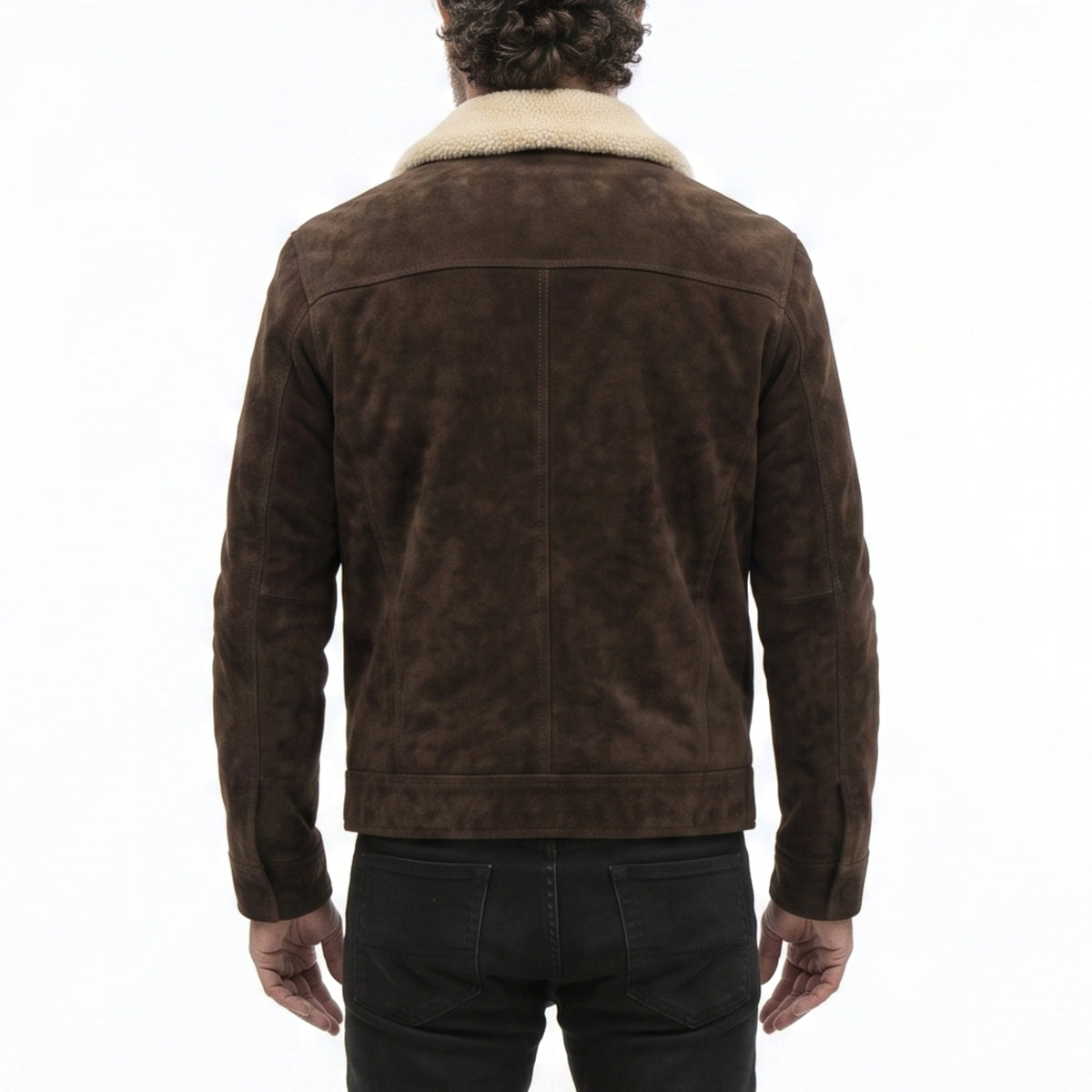 Men's Brown Suede Leather Rick Grimes Cosplay Jacket