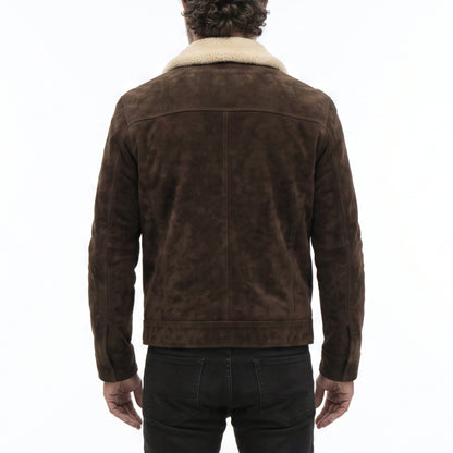 Men's Brown Suede Leather Rick Grimes Cosplay Jacket